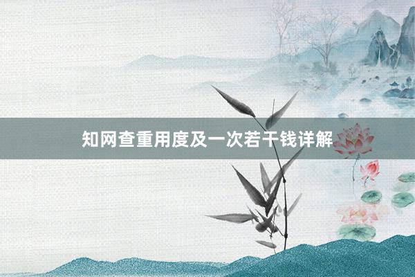 知网查重用度及一次若干钱详解
